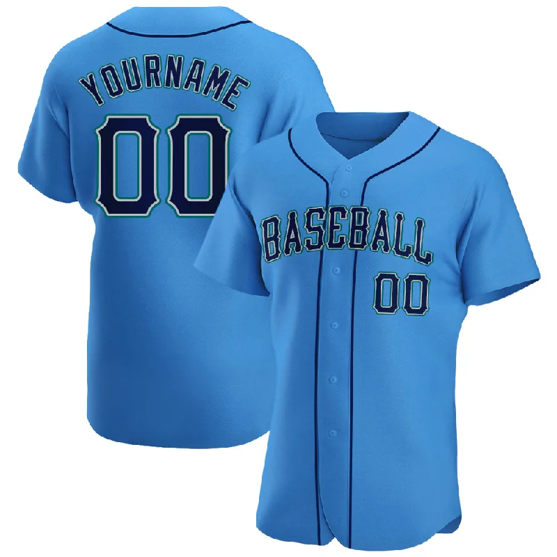 Baseball Jersey for Baseball Jersey Fundraisers-Custom Powder Blue Navy-Teal Authentic Baseball Jersey