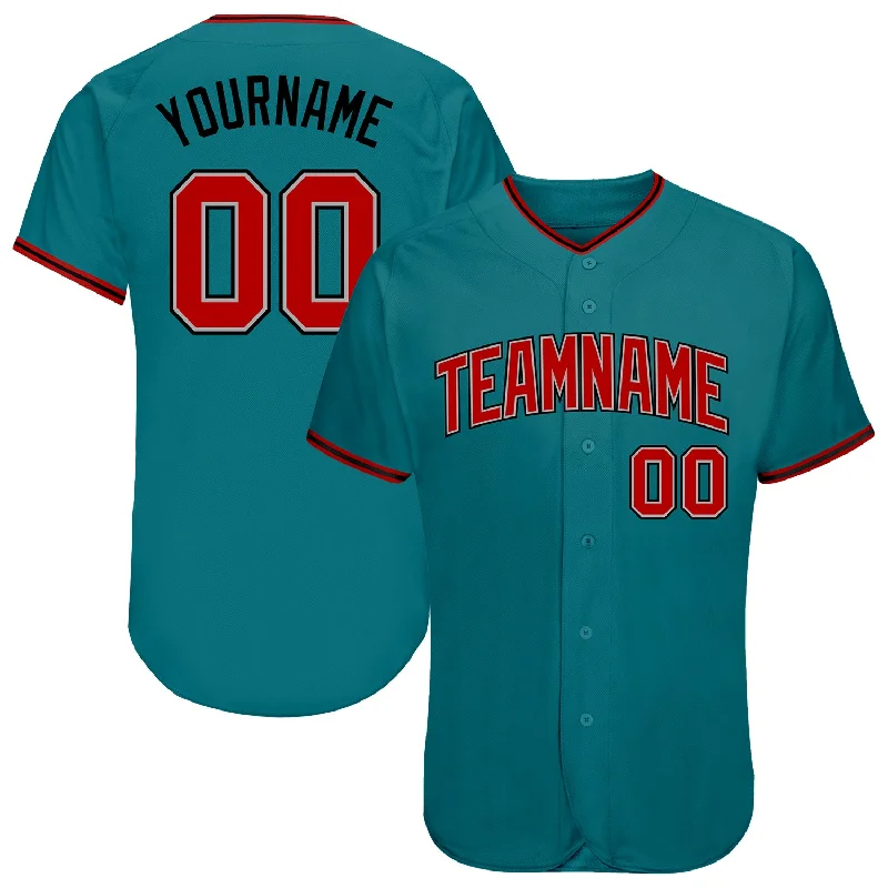 Baseball Jersey for Customized Jerseys for Baseball Leagues-Custom Teal Red-Black Authentic Baseball Jersey