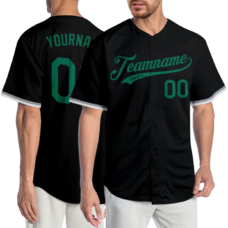 Baseball Jersey for End-of-Season Gifts-Custom Black Kelly Green Authentic Baseball Jersey