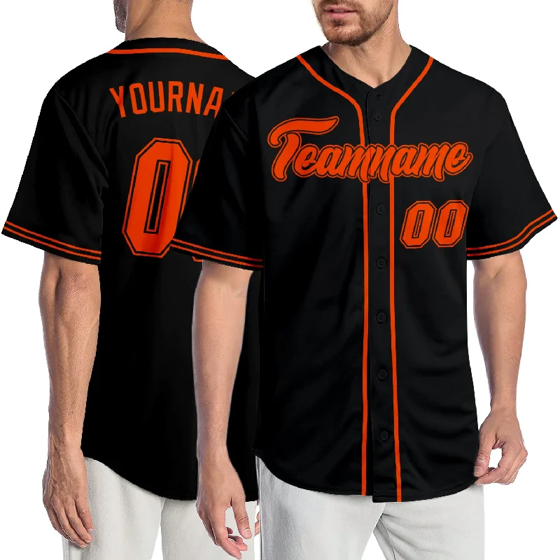 Baseball Jersey for Official Team Jerseys-Custom Black Orange-Black Authentic Baseball Jersey