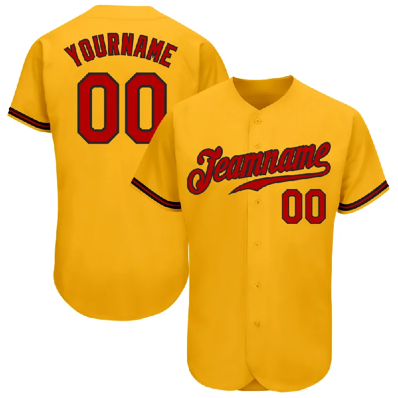 Baseball Jersey for Player Recognition-Custom Gold Red-Black Authentic Baseball Jersey