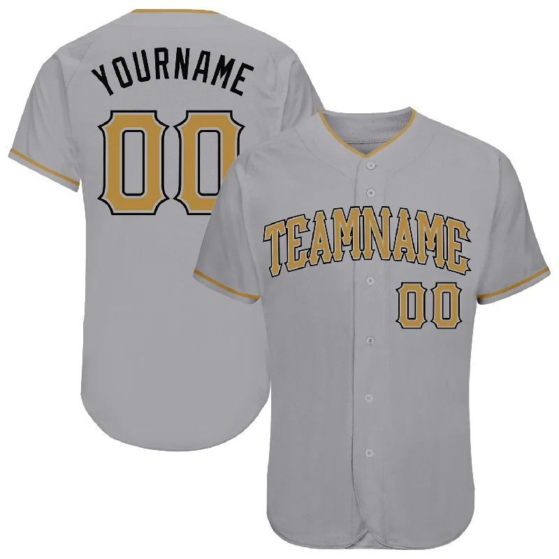 Baseball Jersey for Baseball Apparel for All Ages-Custom Gray Old Gold-Black Authentic Baseball Jersey