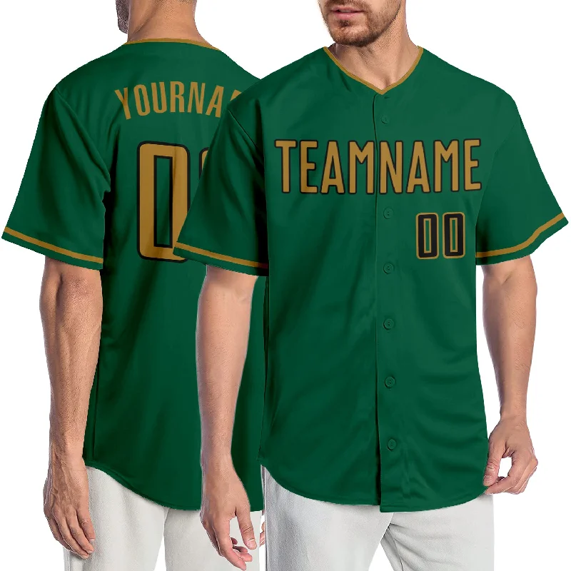 Baseball Jersey for Fundraising Campaigns-Custom Kelly Green Old Gold-Black Authentic Baseball Jersey