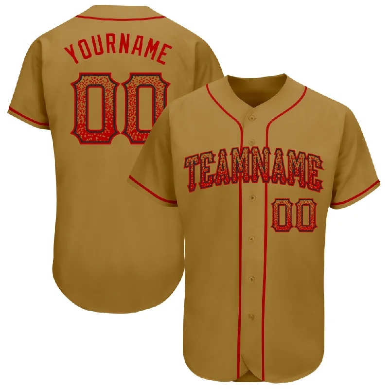 Baseball Jersey for Fun Family Baseball Events-Custom Old Gold Red-Black Authentic Drift Fashion Baseball Jersey