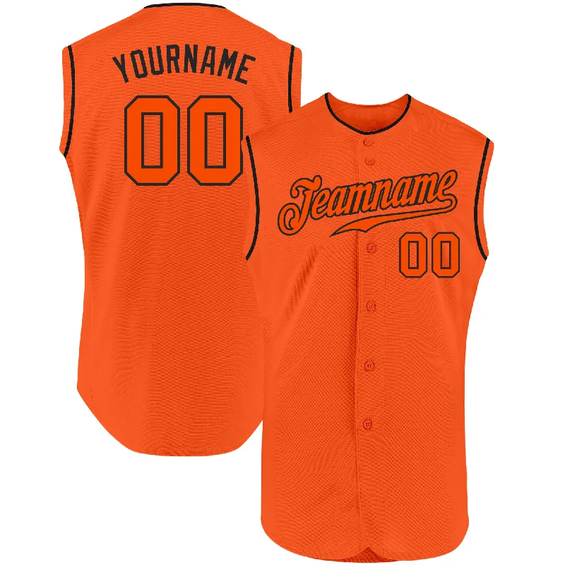 Baseball Jersey for Exclusive Baseball Team Apparel-Custom Orange Orange-Black Authentic Sleeveless Baseball Jersey