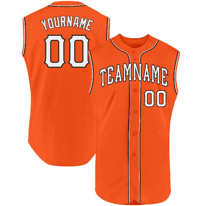 Baseball Jersey for Custom Baseball Apparel for Groups-Custom Orange White-Black Authentic Sleeveless Baseball Jersey