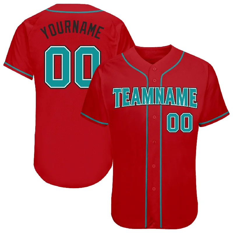 Baseball Jersey for Special Baseball Event Merchandise-Custom Red Teal-Black Authentic Baseball Jersey