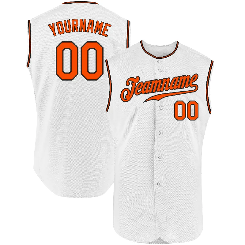 Baseball Jersey for Player Recognition-Custom White Orange-Black Authentic Sleeveless Baseball Jersey