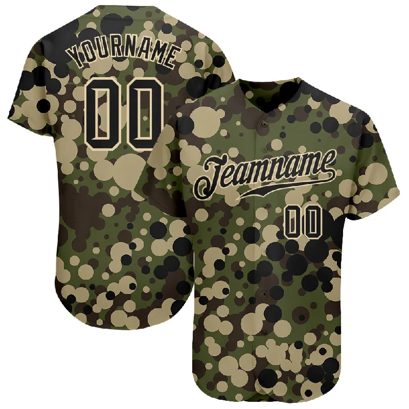 Baseball Jersey for Local Baseball Leagues-Custom Camo Black-Cream Authentic Salute To Service Baseball Jersey