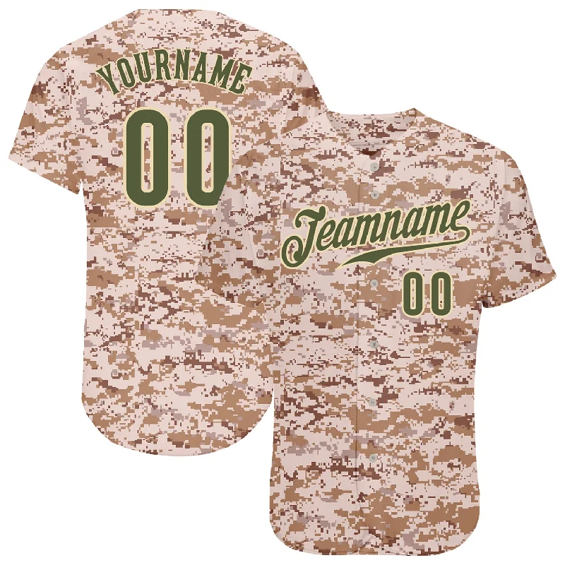 Baseball Jersey for Vintage Designs-Custom Camo Olive-Cream Authentic Salute To Service Baseball Jersey