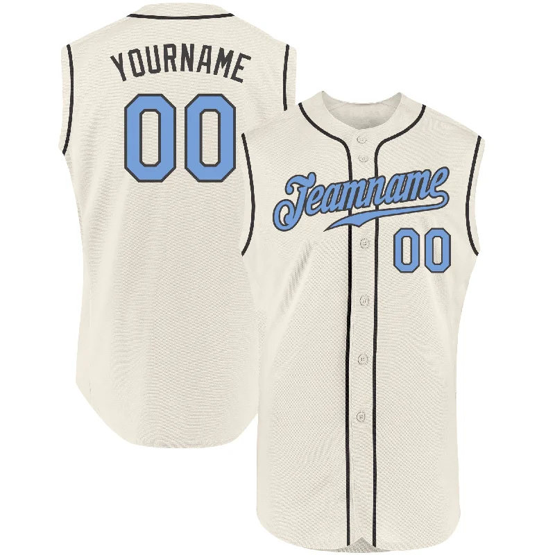 Baseball Jersey for Personalized School Jerseys-Custom Cream Light Blue-Steel Gray Authentic Sleeveless Father's Day Baseball Jersey