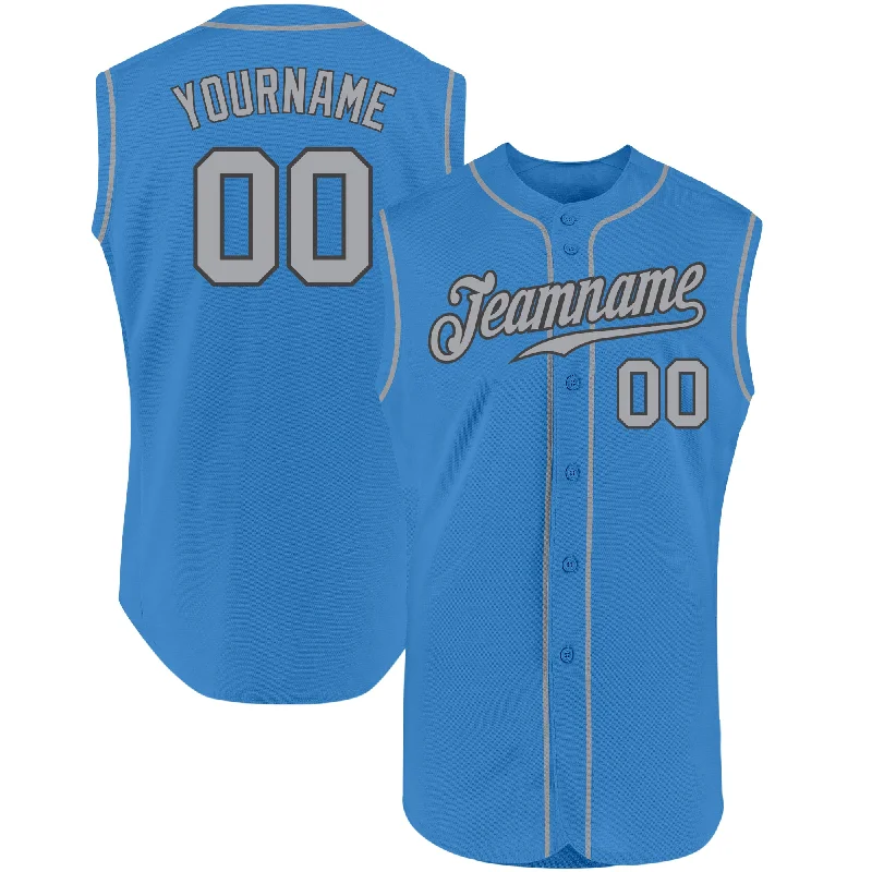 Baseball Jersey for Special Edition Baseball Jerseys-Custom Powder Blue Gray-Steel Gray Authentic Sleeveless Baseball Jersey