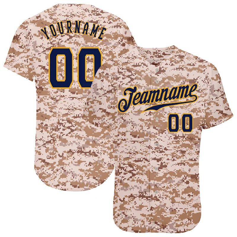 Baseball Jersey for Limited-Edition Baseball Team Jerseys-Custom Camo Navy-Gold Authentic Salute To Service Baseball Jersey