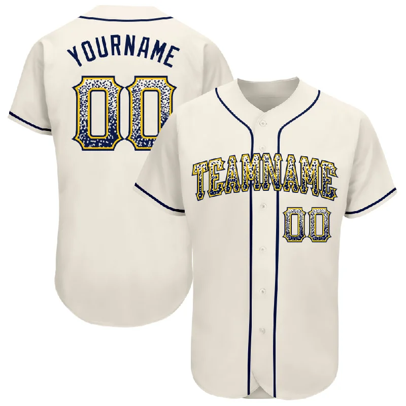 Baseball Jersey for Personalized School Jerseys-Custom Cream Navy-Gold Authentic Drift Fashion Baseball Jersey