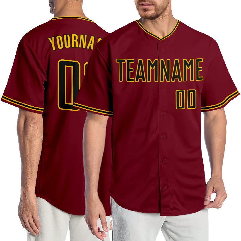 Baseball Jersey for Personalized Sports Apparel-Custom Crimson Black-Gold Authentic Baseball Jersey