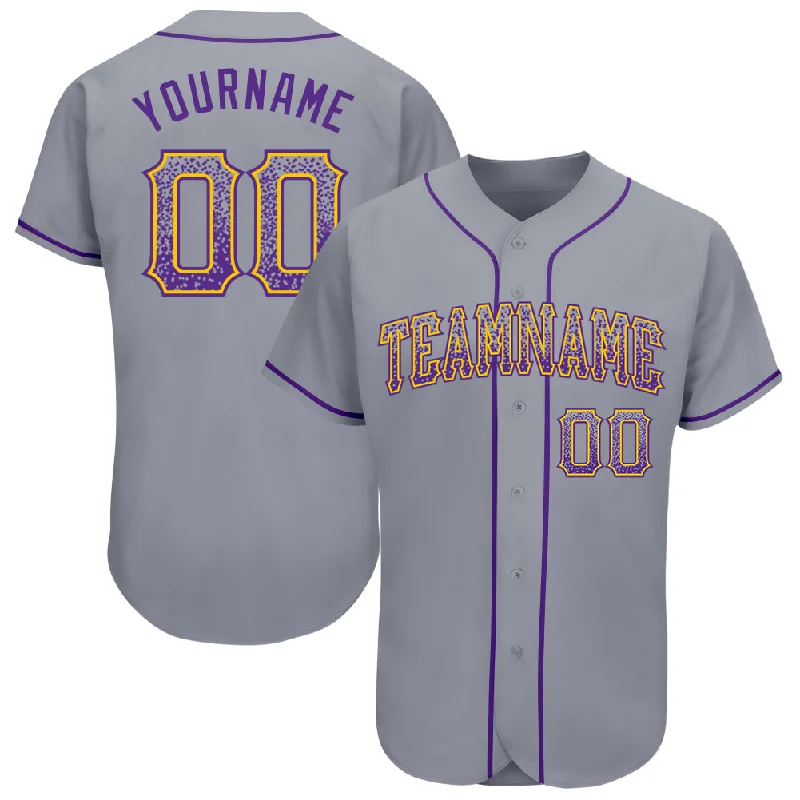 Baseball Jersey for Limited-Edition Baseball Team Jerseys-Custom Gray Purple-Gold Authentic Drift Fashion Baseball Jersey