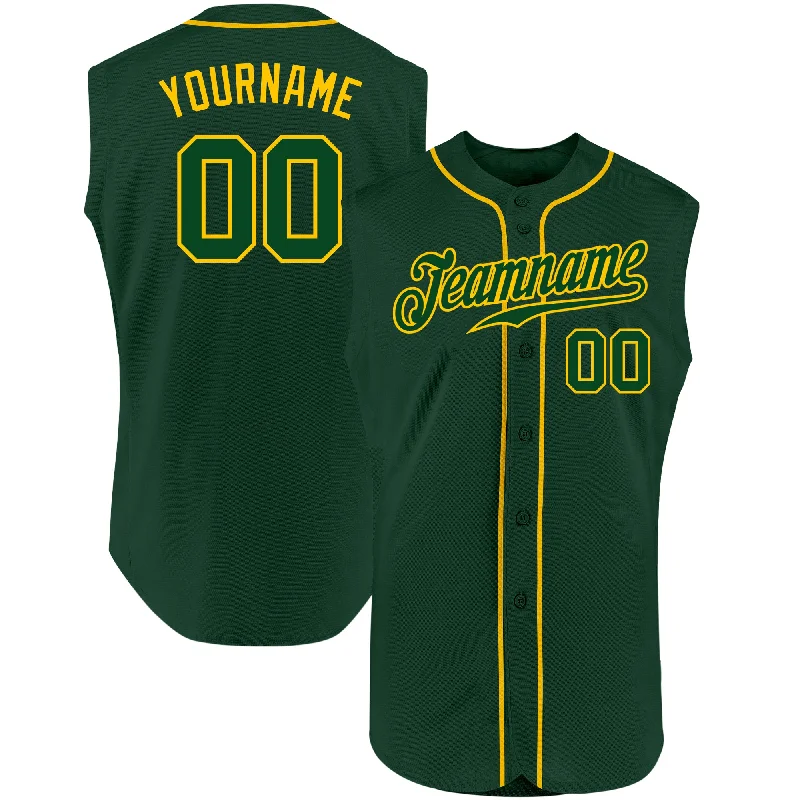 Baseball Jersey for Local Team Apparel for Baseball-Custom Green Green-Gold Authentic Sleeveless Baseball Jersey