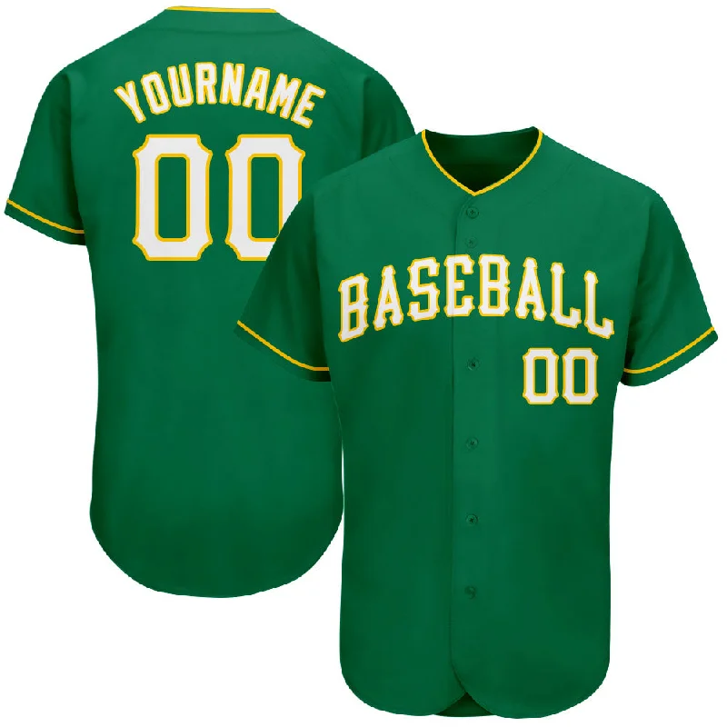 Baseball Jersey for Official League Merchandise-Custom Kelly Green White-Gold Authentic Baseball Jersey