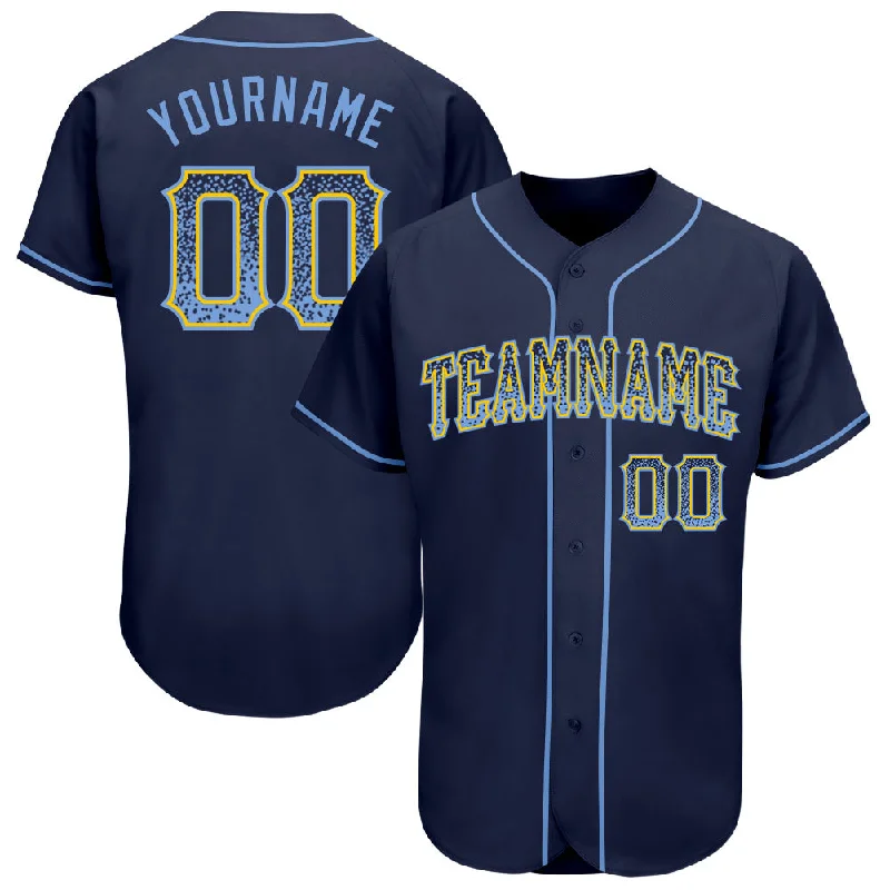 Baseball Jersey for Team Spirit Apparel for Fans-Custom Navy Light Blue-Gold Authentic Drift Fashion Baseball Jersey