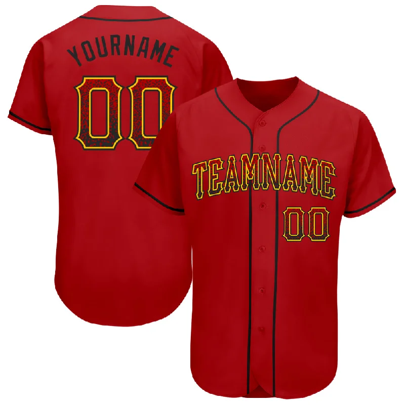 Baseball Jersey for Custom Jerseys for Fan Support-Custom Red Black-Gold Authentic Drift Fashion Baseball Jersey