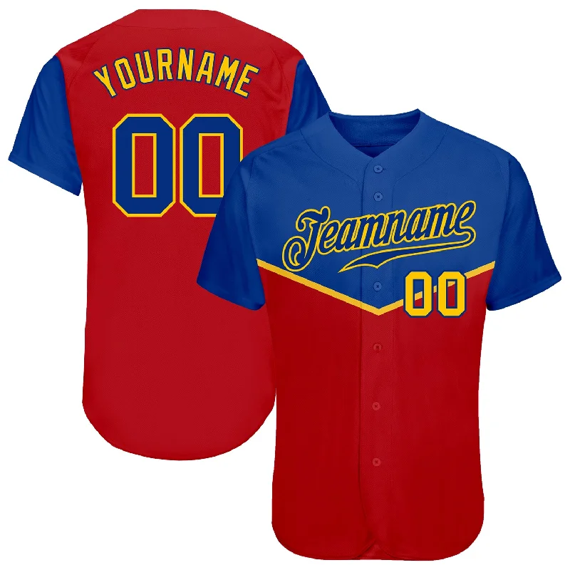 Baseball Jersey for Supporter Gear-Custom Red Royal-Gold 3D Pattern Design Multicolor Authentic Baseball Jersey