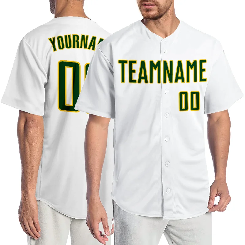 Baseball Jersey for Personalized Jerseys for Events-Custom White Green-Gold Authentic Baseball Jersey