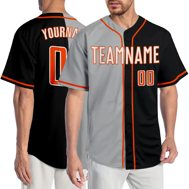 Baseball Jersey for Team Merchandise-Custom Black White-Gray Authentic Split Fashion Baseball Jersey