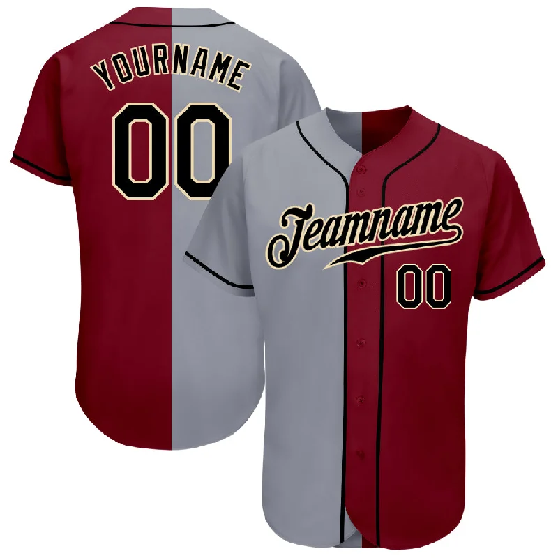 Baseball Jersey for Personalized Fanwear-Custom Crimson Black-Gray Authentic Split Fashion Baseball Jersey