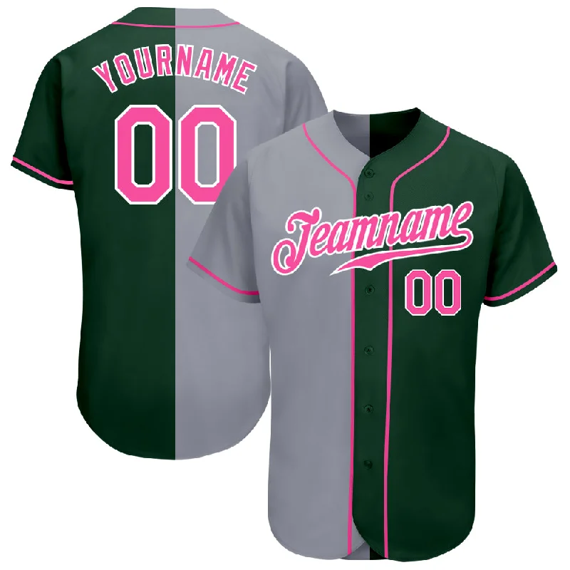 Baseball Jersey for Custom Numbered Jerseys-Custom Green Pink-Gray Authentic Split Fashion Baseball Jersey