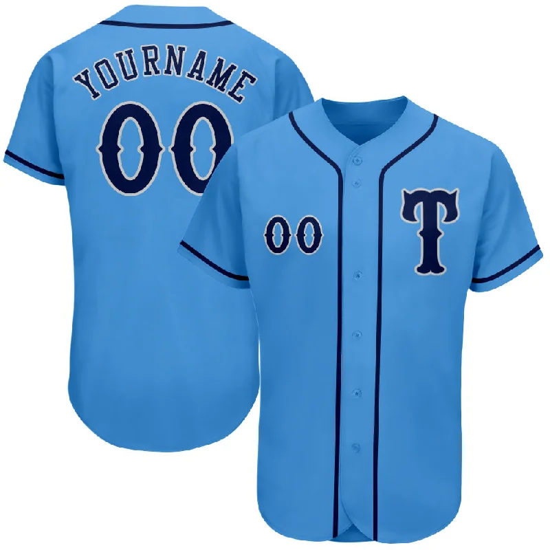 Baseball Jersey for Baseball Apparel for Baseball Leagues-Custom Powder Blue Navy-Gray Authentic Baseball Jersey