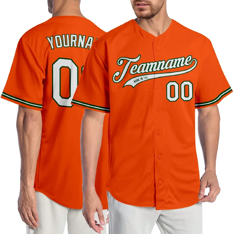 Baseball Jersey for Special Edition Jerseys-Custom Orange White-Green Authentic Baseball Jersey