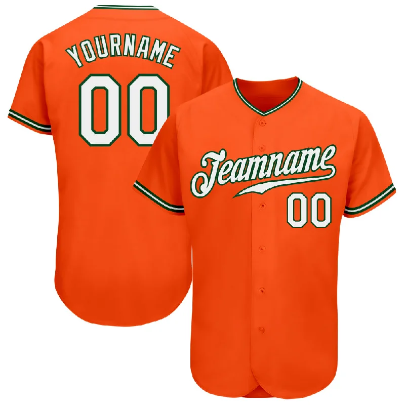 Baseball Jersey for Casual Wear-Custom Orange White-Green Authentic Baseball Jersey