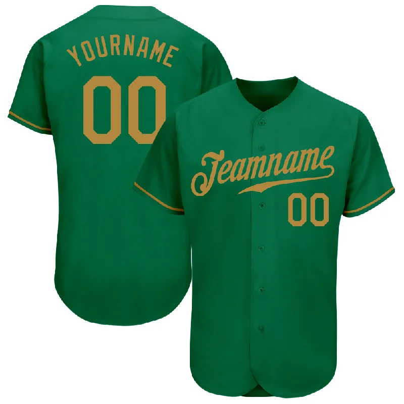 Baseball Jersey for School Teams-Custom Kelly Green Old Gold Authentic Baseball Jersey