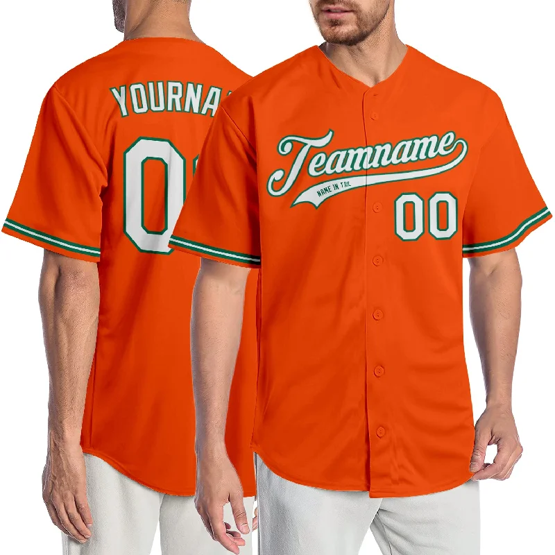 Baseball Jersey for Youth Baseball Leagues-Custom Orange White-Kelly Green Authentic Baseball Jersey