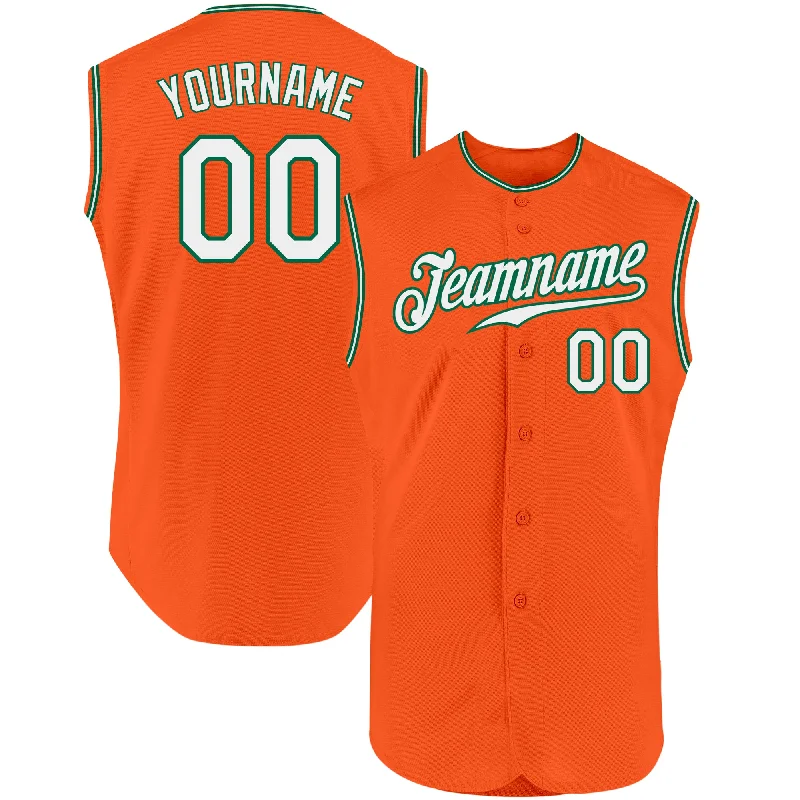 Baseball Jersey for Local Baseball League Jerseys-Custom Orange White-Kelly Green Authentic Sleeveless Baseball Jersey