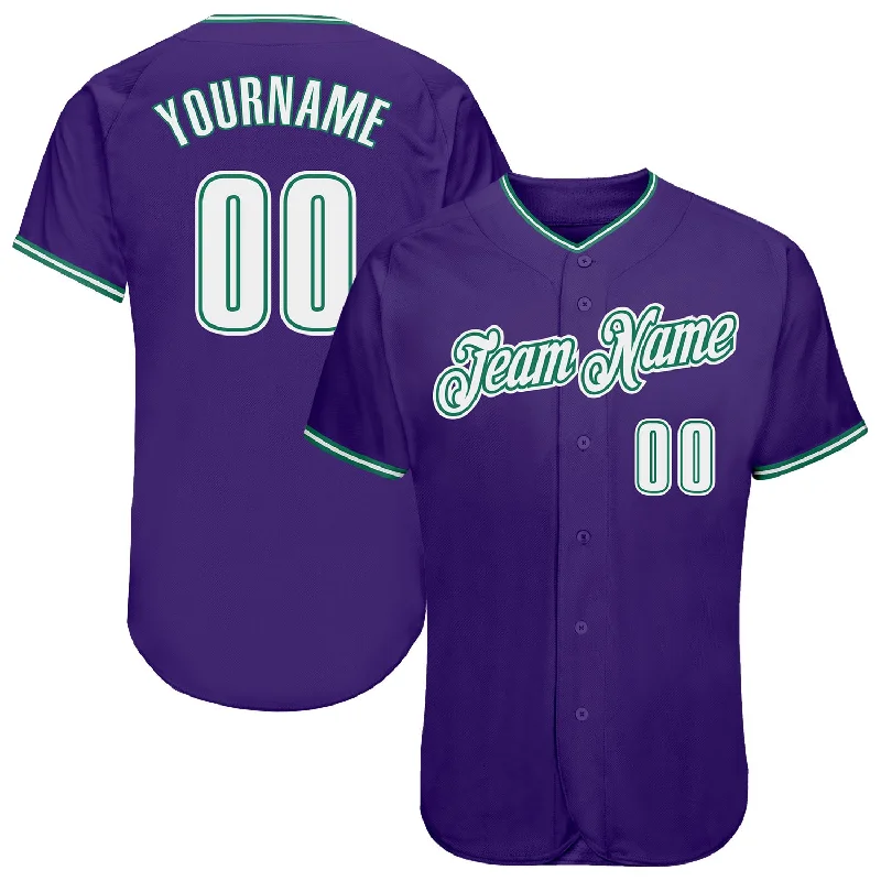 Baseball Jersey for Retro Baseball Fan Apparel-Custom Purple White-Kelly Green Authentic Baseball Jersey