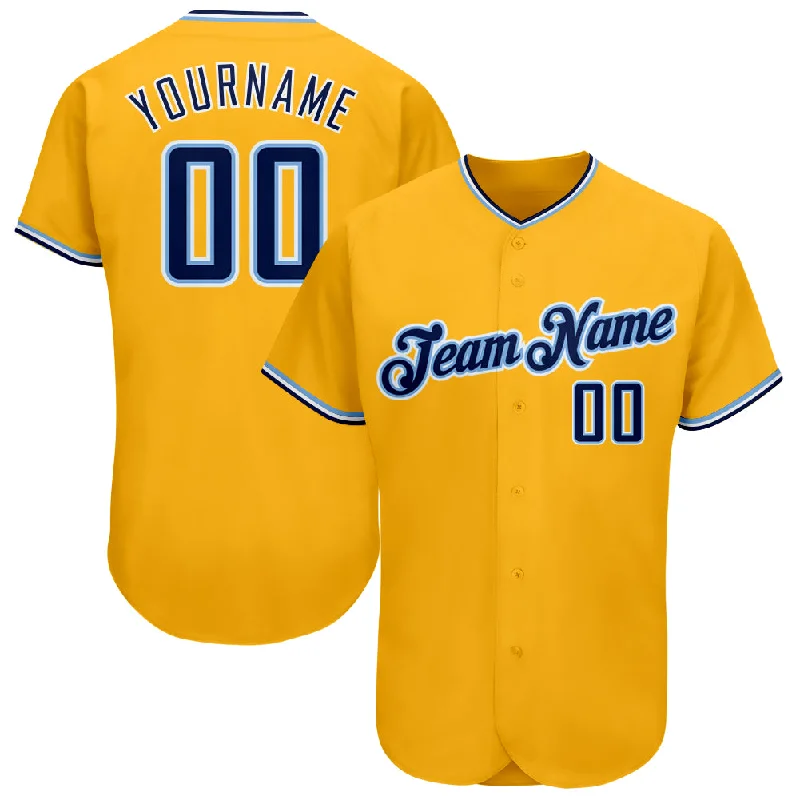 Baseball Jersey for Retro Baseball Jerseys-Custom Gold Navy-Light Blue Authentic Baseball Jersey