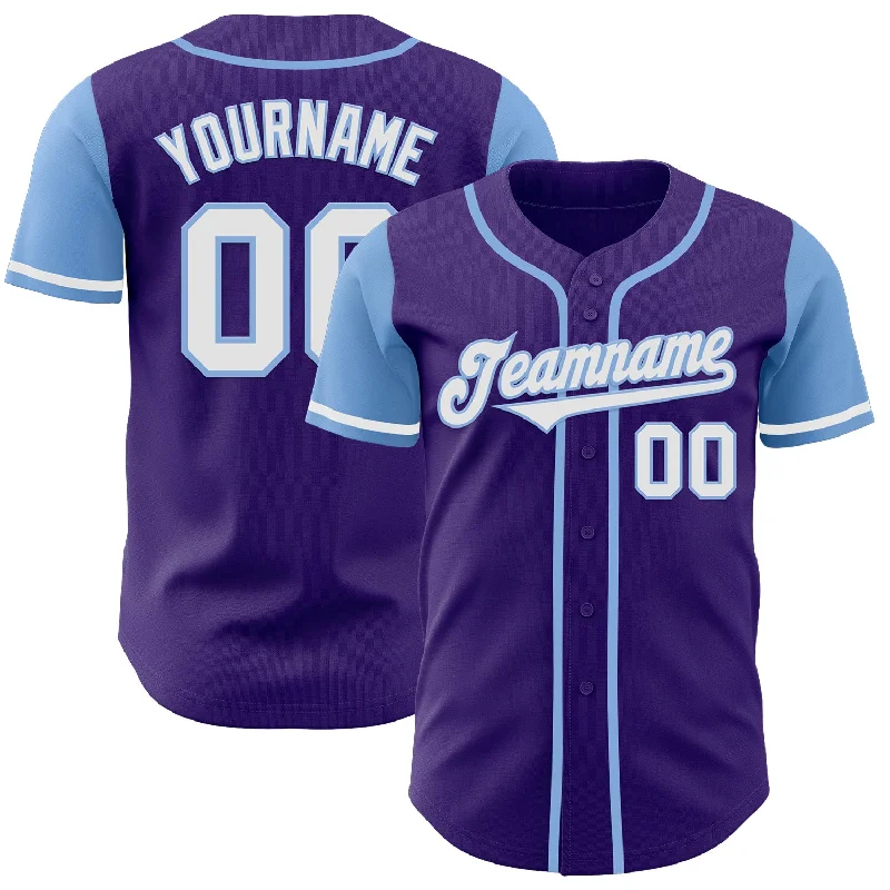 Baseball Jersey for Local Baseball League Gear-Custom Purple White-Light Blue Authentic Two Tone Baseball Jersey