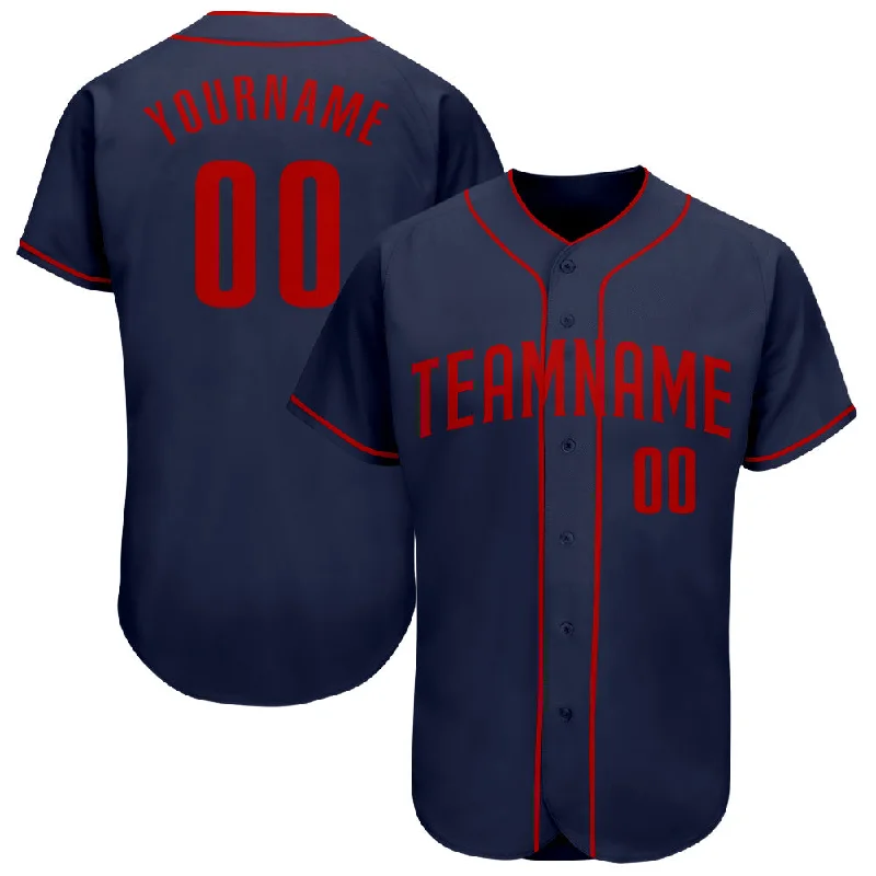 Baseball Jersey for Official Team Jerseys for Fans-Custom Navy Red Authentic Baseball Jersey