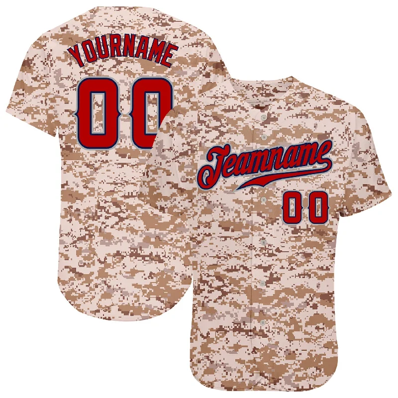 Baseball Jersey for Custom Jerseys for Fan Support-Custom Camo Red-Navy Authentic Salute To Service Baseball Jersey