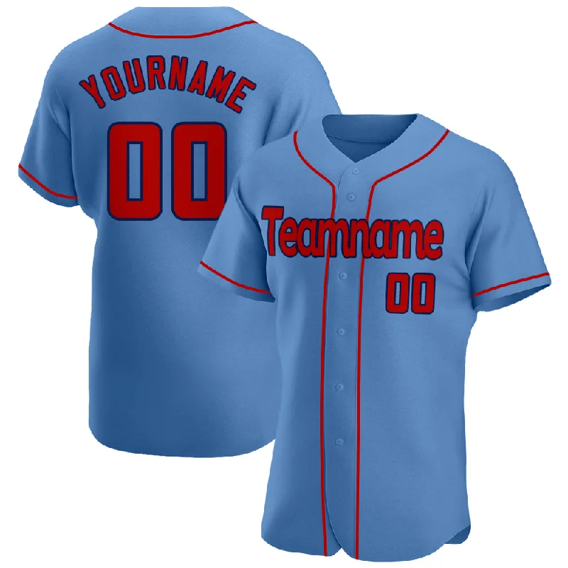 Baseball Jersey for Player Recognition-Custom Light Blue Red-Navy Authentic Baseball Jersey