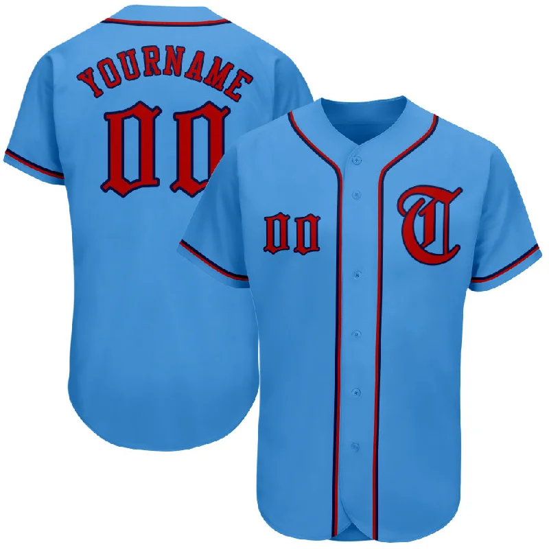 Baseball Jersey for Customized Baseball Fan Apparel-Custom Powder Blue Red-Navy Authentic Baseball Jersey