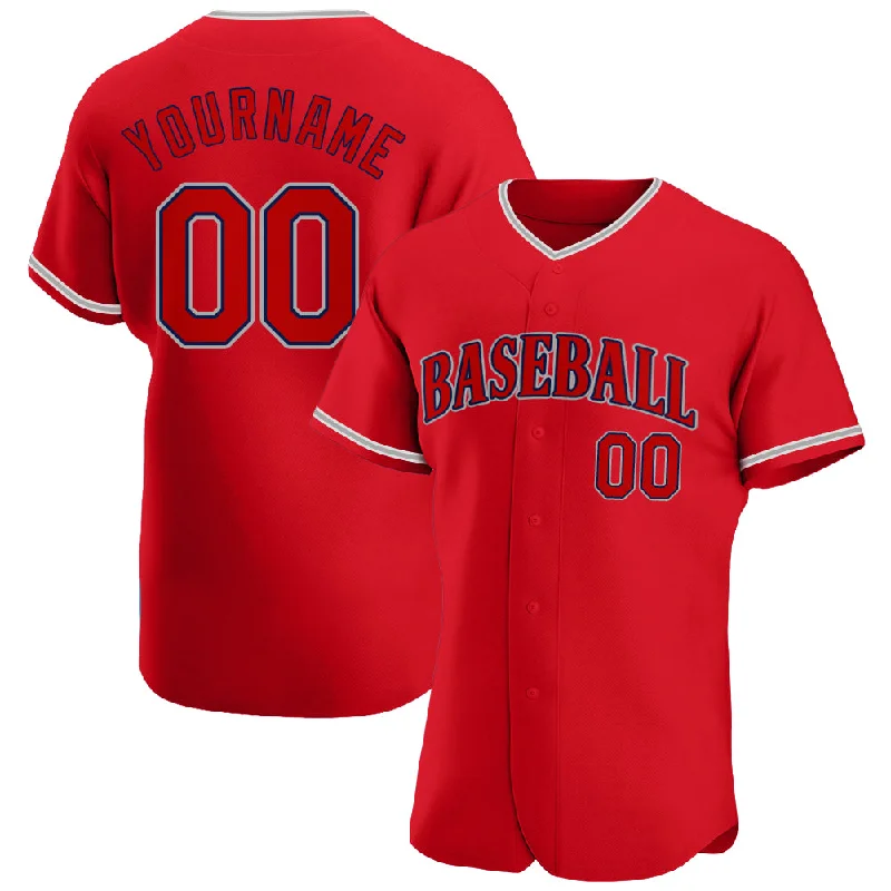 Baseball Jersey for Personalized Jerseys for Events-Custom Red Red-Navy Authentic Baseball Jersey