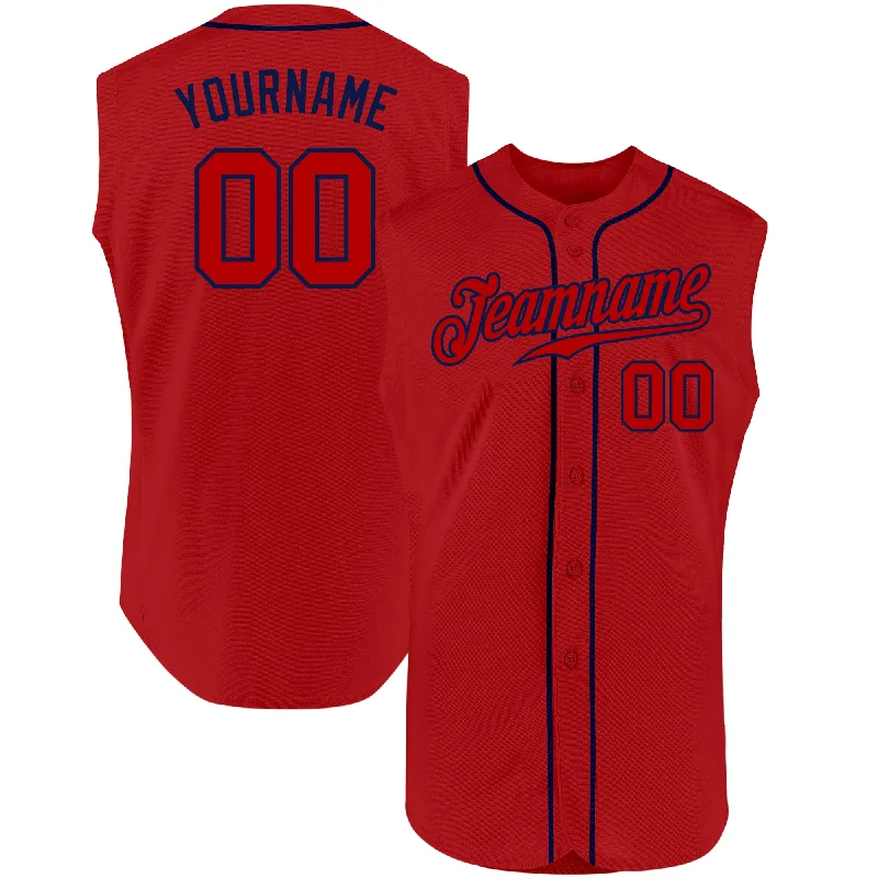 Baseball Jersey for Exclusive Team Jerseys for Fans-Custom Red Red-Navy Authentic Sleeveless Baseball Jersey