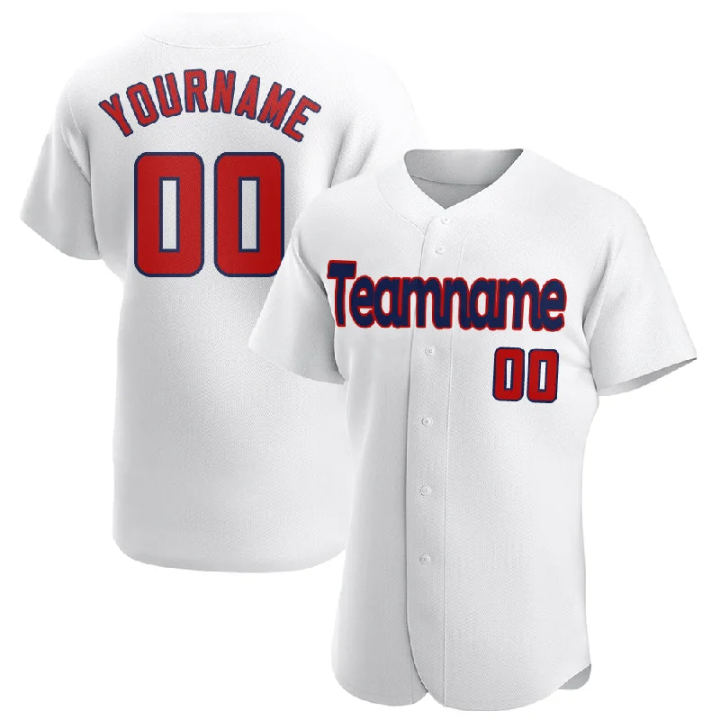 Baseball Jersey for Fun Local Events and Tournaments-Custom White Red-Navy Authentic Baseball Jersey