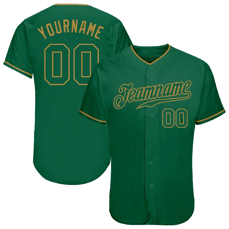 Baseball Jersey for Custom Team Jerseys for Families-Custom Kelly Green Kelly Green-Old Gold Authentic Baseball Jersey