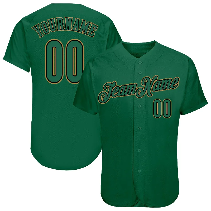 Baseball Jersey for Special Edition Baseball Fan Gear-Custom Kelly Green Kelly Green-Old Gold Authentic Baseball Jersey