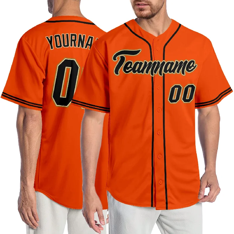 Baseball Jersey for Official Fan Gear-Custom Orange Black-Old Gold Authentic Baseball Jersey