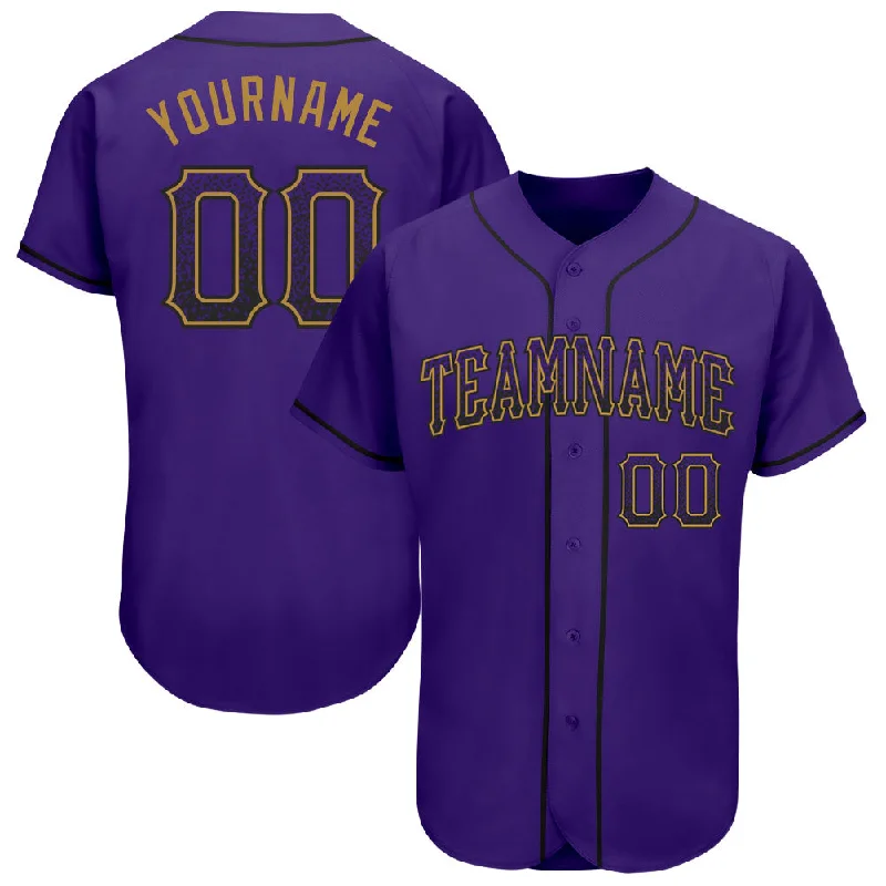 Baseball Jersey for Custom Numbered Jerseys-Custom Purple Purple-Old Gold Authentic Drift Fashion Baseball Jersey