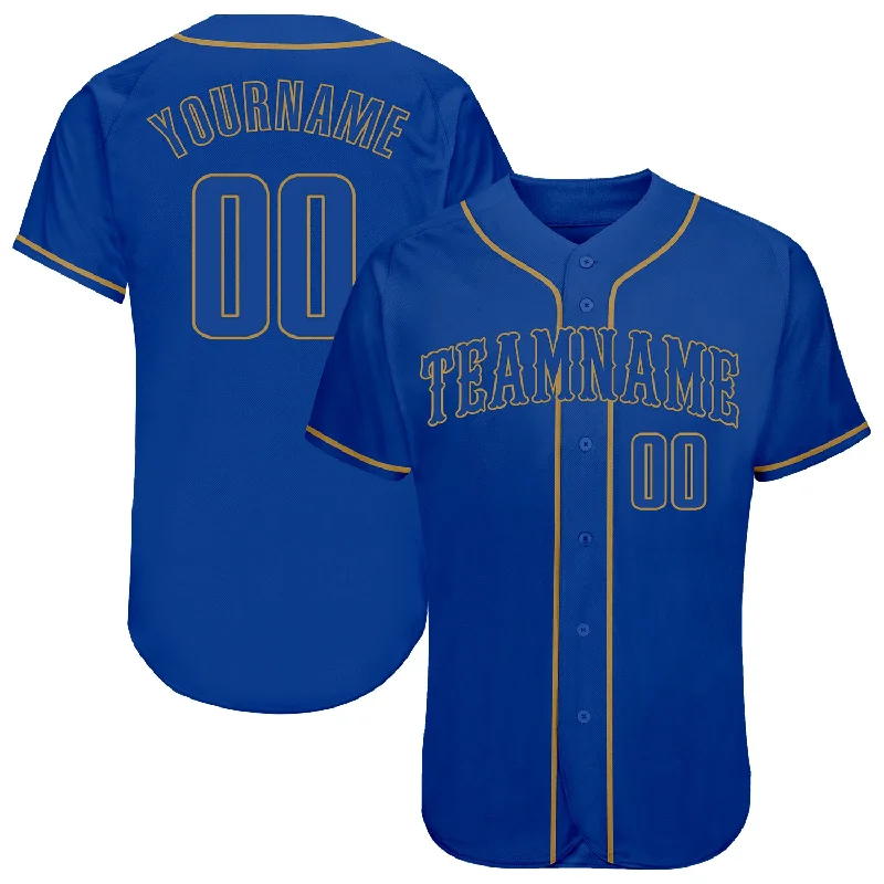 Baseball Jersey for Personalized Apparel for Baseball Fans-Custom Royal Royal-Old Gold Authentic Baseball Jersey